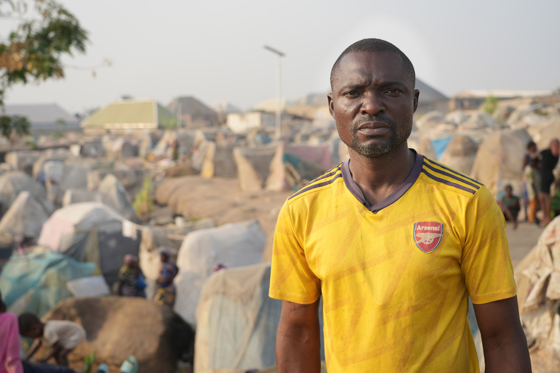 Pastor Barnabas in the IDP camp in Benue State, Nigeria.